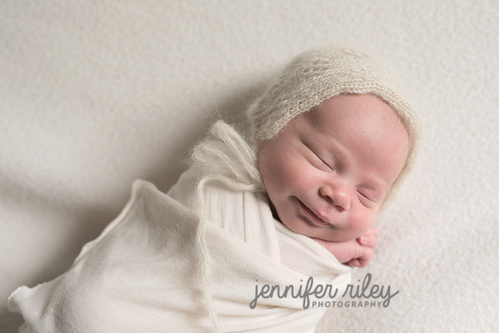 Smiling Newborn Baby Jennifer Riley Photography