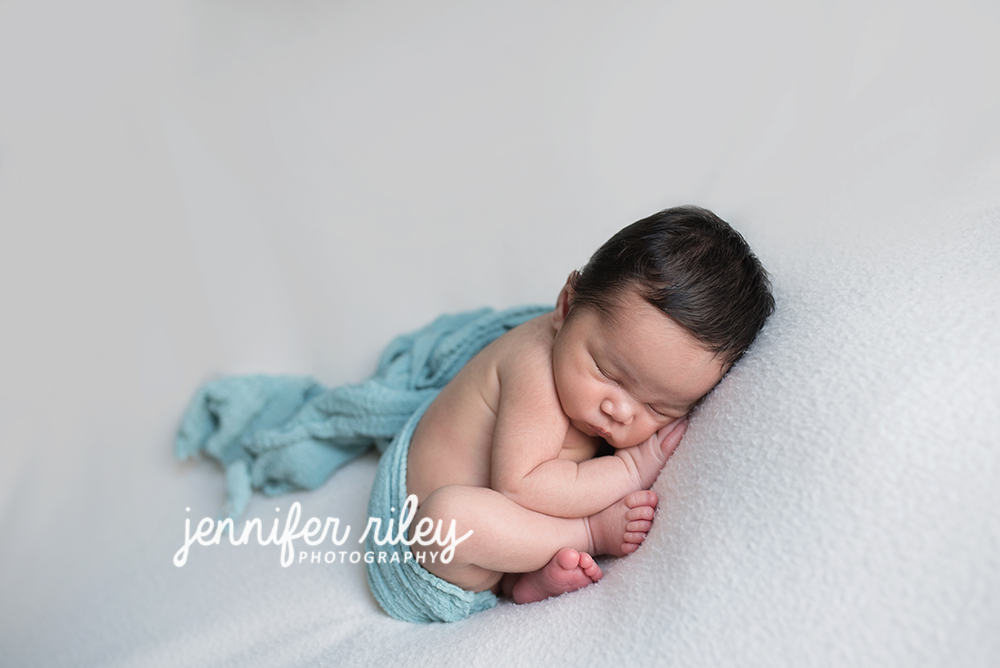 Newborn in Blue Wrap Frederick Maryland